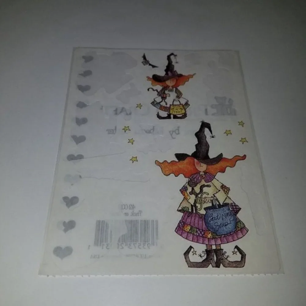 VTG Mixed Lot Halloween Stickers Temporary Tattoos Ghost Witch Black Cat Bat